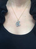Personalized 14k Gold Overlay Double Plate 3d Any Initial Name Plate Necklace /Free Chain