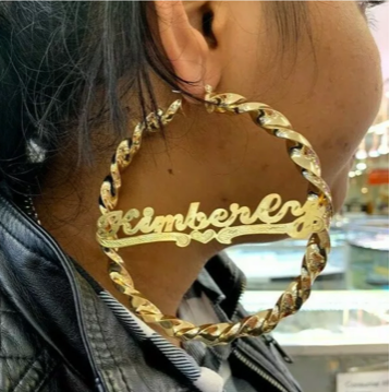 4" jumbo any Name Earring Personalized /twisty