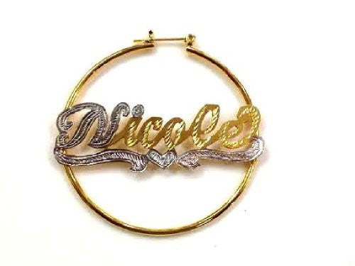 Personalized 14k Gold Overlay 1 1/2 in. Bamboo Name Earrings /e15/ Jewelry Woxpa Woxpa - Jewelry - Woxpa - Jewelry