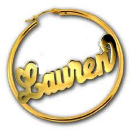 Personalized 14k Gold Overlay 1 1/2 in. Name Earrings /e1/ Jewelry Woxpa Woxpa - Jewelry - Woxpa - Jewelry