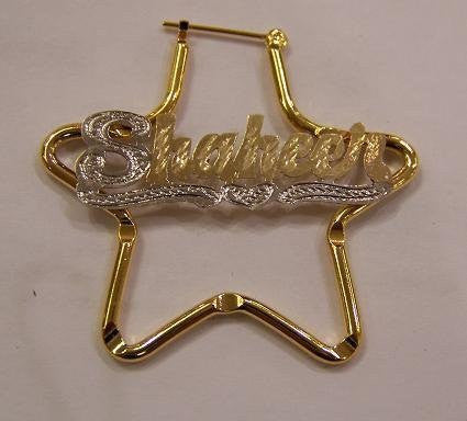 Personalized 14k Gold Overlay 1 3/4 in. Bamboo Name Earrings /e31/ Jewelry Woxpa Woxpa - Jewelry - Woxpa - Jewelry