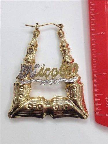 Personalized 14k Gold Overlay 2 1/2 in. Bamboo Name Earrings /e45/ Jewelry Woxpa Woxpa - Jewelry - Woxpa - Jewelry