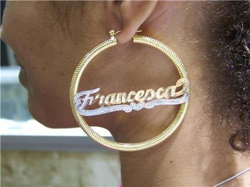 Personalized 14k Gold Overlay 2 1/2 in. Name Earrings /e46/ Jewelry Woxpa Woxpa - Jewelry - Woxpa - Jewelry
