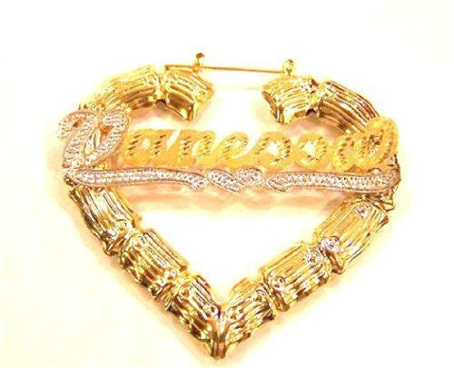 Personalized 14k Gold Overlay 3 in. Bamboo Name Earrings /e62/ Jewelry Woxpa Woxpa - Jewelry - Woxpa - Jewelry