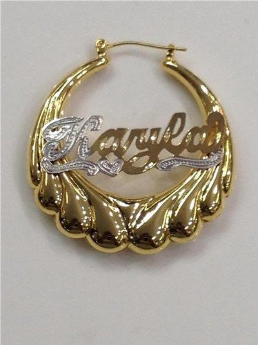Gold earring with name best sale inside