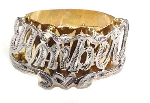 Round 14k Gold Overlay Personalized Name Ring /a20/ - Woxpa - - Jewelry - Woxpa