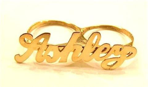 14k Gold Personalized 2 Finger Name Ring /a23/ Jewelry Woxpa Woxpa - Jewelry - Woxpa - Jewelry
