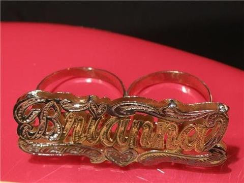 14k Gold Personalized 2 Finger Name Ring /a29/ Jewelry Woxpa Woxpa - Jewelry - Woxpa - Jewelry