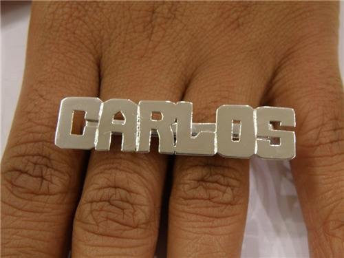 Silver Personalized 2 Finger Name Ring /a36/ - Woxpa - - Jewelry - Woxpa