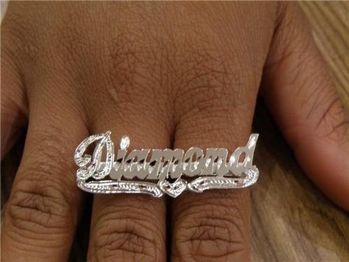Silver Personalized 2 Finger Name Ring /a37/ - Woxpa - - Jewelry - Woxpa