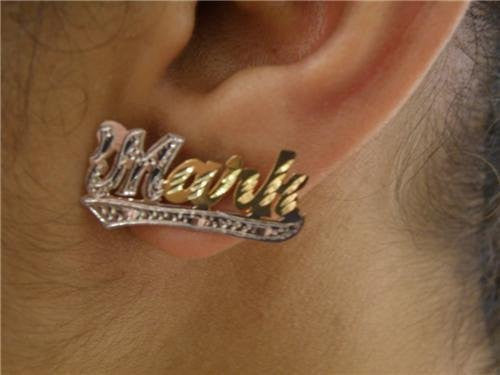 Personalized 14k Gold Overlay Single Plated Stud Name Earrings /f13/  Jewelry Woxpa  Woxpa - Jewelry - Woxpa - Jewelry