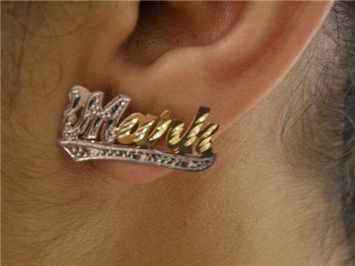 Personalized 10k Gold Single Plated Stud Name Earrings /f7/ Jewelry Woxpa Woxpa - Jewelry - Woxpa - Jewelry
