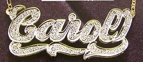 Personalized Gold Overlay Double 3d Any Name Plate Necklace Free Chain /a13