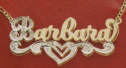Personalized Gold Overlay Double 3d Any Name Plate Necklace Free Chain /z3