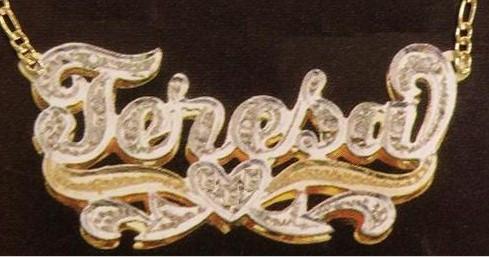 Personalized Gold Overlay Double 3d Any Name Plate Necklace Free Chain /n3