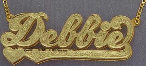 Personalized Gold Overlay Double 3d Any Name Plate Necklace Free Chain /a4