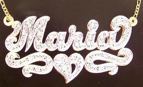 Personalized Gold Overlay Double 3d Any Name Plate Necklace Free Chain /a4