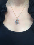 Personalized 14k Gold Overlay Double Plate 3d Any Initial Name Plate Necklace /Free Chain