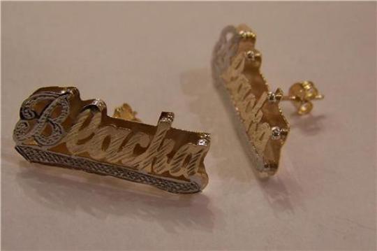 Personalized 14k Gold Plate Any Name Double Plated STUD Earrings