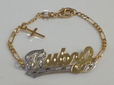 Baby (girl/boy) Personalized 14K Gold Overly Any Name ID Bracelet with Cross Baptsim Christening 5 1/2 Inch/a1