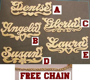 14k Gold Plate Personalized Any Name Single Plate Nameplate Necklace (comes with the Chain )3