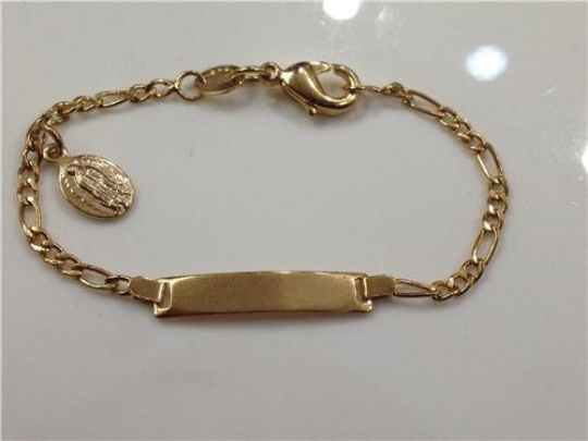 14k Gold Plate Baby ID bracelet No Personalized Christening Baptism Birthday V Mary