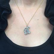 Personalized 14k Gold Overlay Double Plate 3d Any Initial Name Plate Necklace /Free Chain