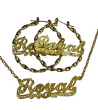 Personalized Name Necklace and twisty earring set  1 1/2 inch thin