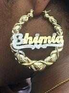 Personalized 14k Gold Overlay Any Name XOXO Hoop Bamboo Earrings 2 inch
