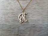 Personalized 14k Gold Overlay Double Plate 3d Any Initial Name Plate Necklace /Free Chain