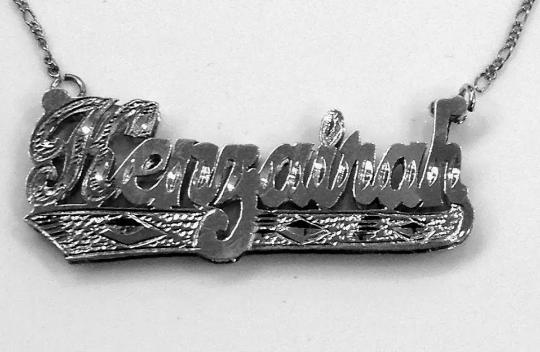 Personalized 14k Gold Overlay/ Silver Plate Double 3D Any Name Plate Necklace Free Chain/ Gold Plated Dipped in White Gold/f6