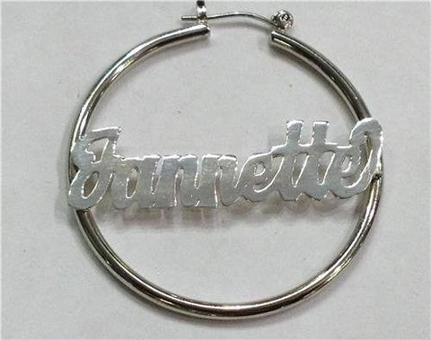 Personalized Silver Plated White Hoop Earrings