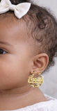 PERSONALIZED 14K gold plated 3/4" BABY ROUND HOOP NAME EARRINGS * ANY ANME