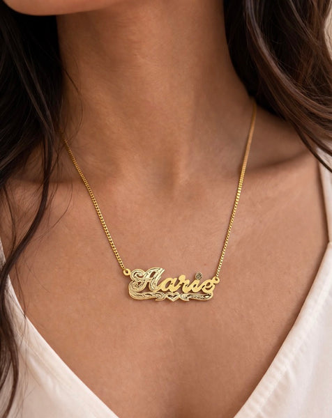 personalized name necklace with heart /a1