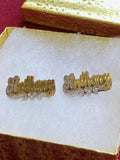 Personalized 14k Gold Overlay Double Plated Stud Name Earrings /f23/