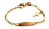14k Gold Plate Baby ID bracelet No Personalized Christening Baptism Birthday CROSS a1