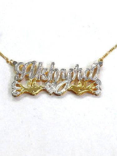 Personalized 14k Gold Overlay Double Name Necklace /c3/  Jewelry Woxpa  Woxpa - Jewelry - Woxpa - Jewelry