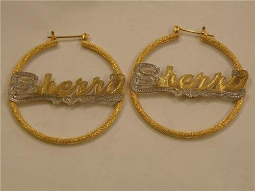 Personalized 14k Gold Overlay 2 in. Name Earrings /e53/  Jewelry Woxpa  Woxpa - Jewelry - Woxpa - Jewelry