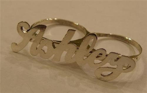 Silver Personalized 2 Finger Name Ring /a34/ - Woxpa -  - Jewelry - Woxpa