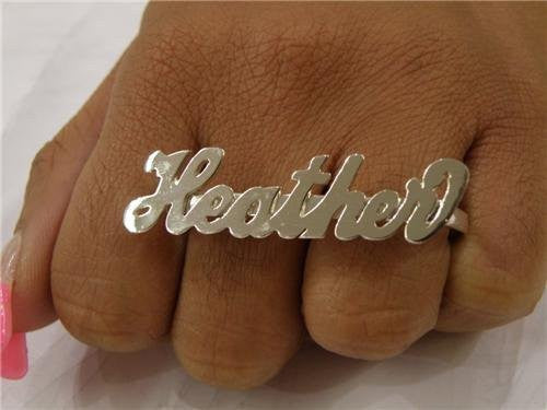 Silver Personalized 2 Finger Name Ring /a35/ - TacticalSource