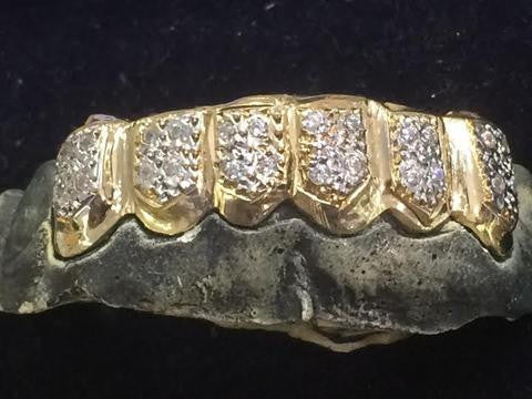 Customized 14k Gold Overlay Removable Gold With 25 Stone 6 Teeth /h23/  Jewelry Woxpa  Woxpa - Jewelry - Woxpa - Jewelry