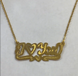 14k Gold Plate Personalized "ILoveYou" Single Plate Nameplate Necklace (comes with the Chain ).