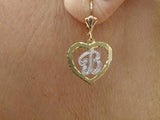Personalized 14k Gold Plate Single Plate Dangle Heart Earrings Any Initial