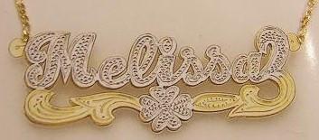 Personalized Gold Overlay Double 3d Any Name Plate Necklace Free Chain /b7