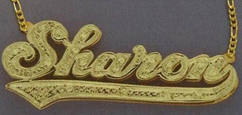 Personalized Gold Overlay Double 3d Any Name Plate Necklace Free Chain /z6