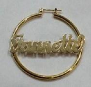 Personalized 14k Gold Overlay/ Gold Plate any Name 2 inch hoop earrings/a