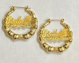 Personalize Name Bamboo Earrings 1"-1 1/2"-2"-2 1/2"-3"-4" inch