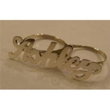 Personalized Any Name 925 Sterling Silver 2 Fingers Any Single plate Name Ring/1