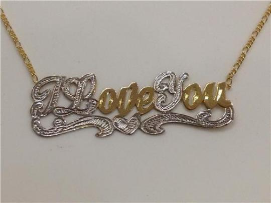 14k Gold Plate Personalized "ILoveYou" Single Plate Nameplate Necklace (comes with the Chain )