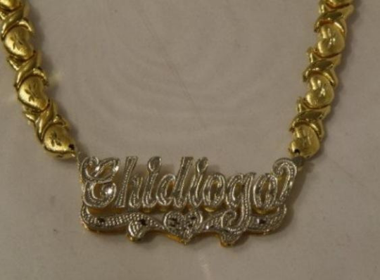 14k Gold Plate Personalized Any Name Double Plate Nameplate Necklace with XOXO chain 1
